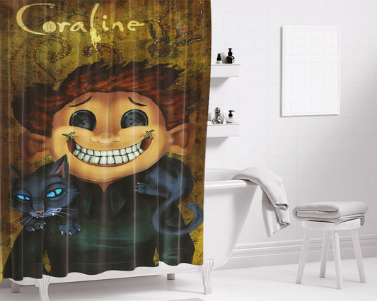 Coraline And The Secret Door 2 Bathroom Shower Curtain Fabric Waterproof