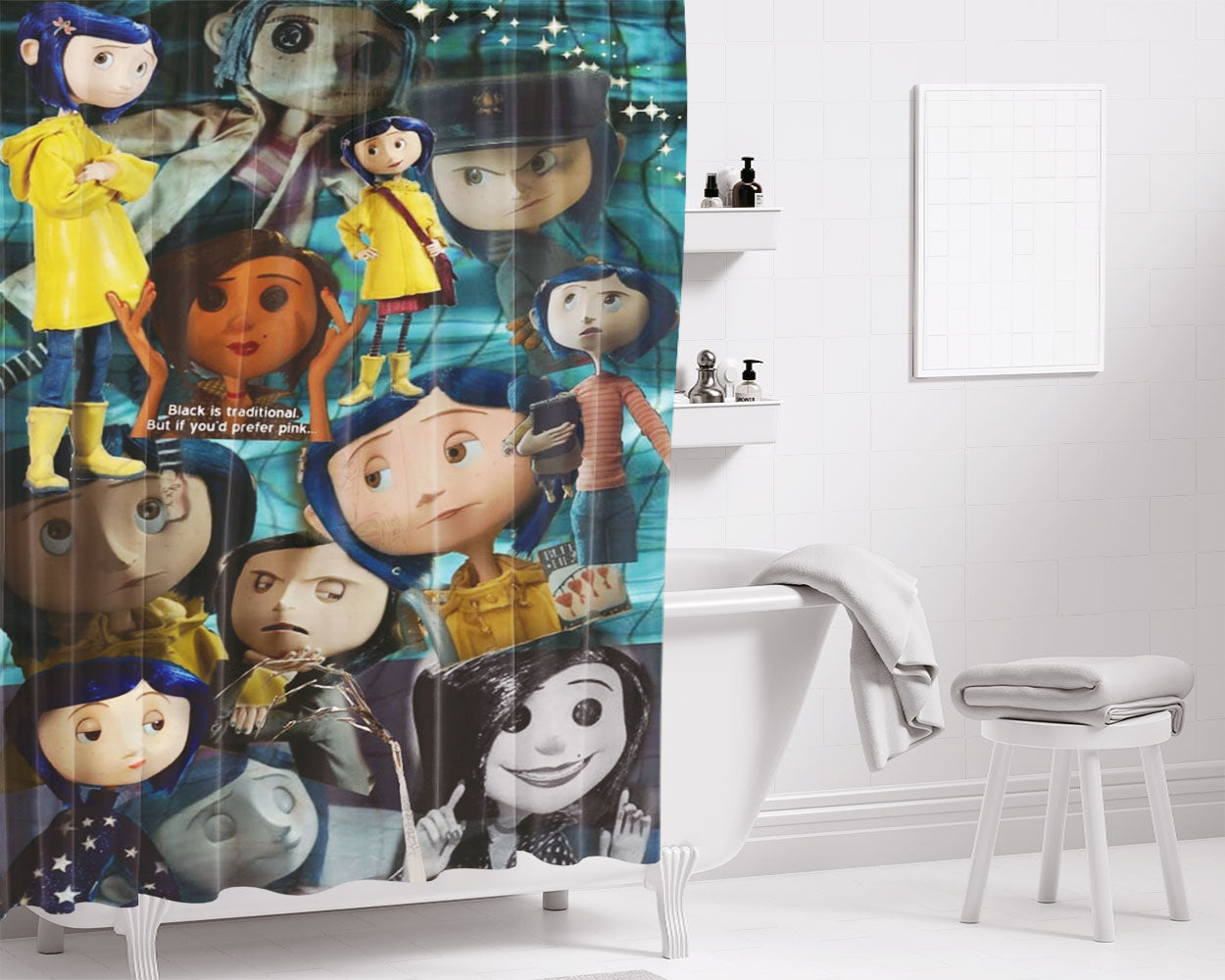 Coralline Button Eyes Collage 1 Bathroom Shower Curtain Fabric Waterproof | 66 X 72 Inch