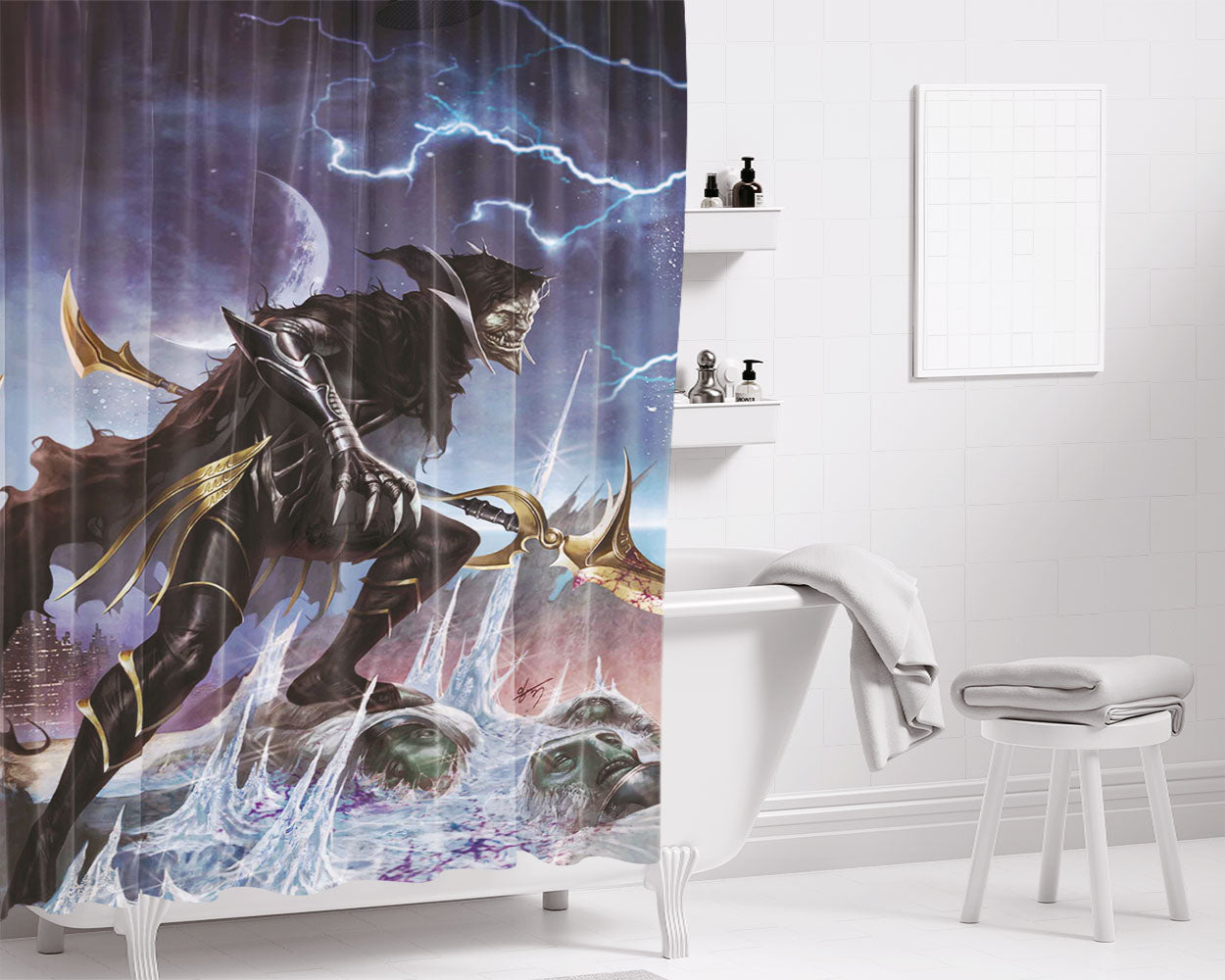 Corvus Glave Wallpaper Bathroom Shower Curtain Fabric Waterproof | 66 X 72 Inch