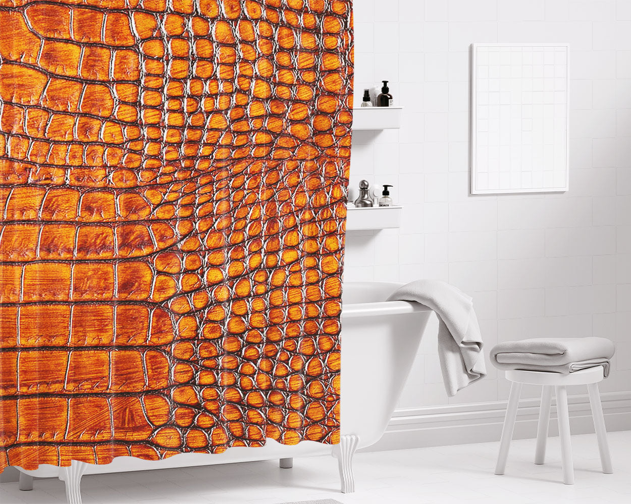 Crocodile Brown Skin Bathroom Shower Curtain Fabric Waterproof | 66 X 72 Inch