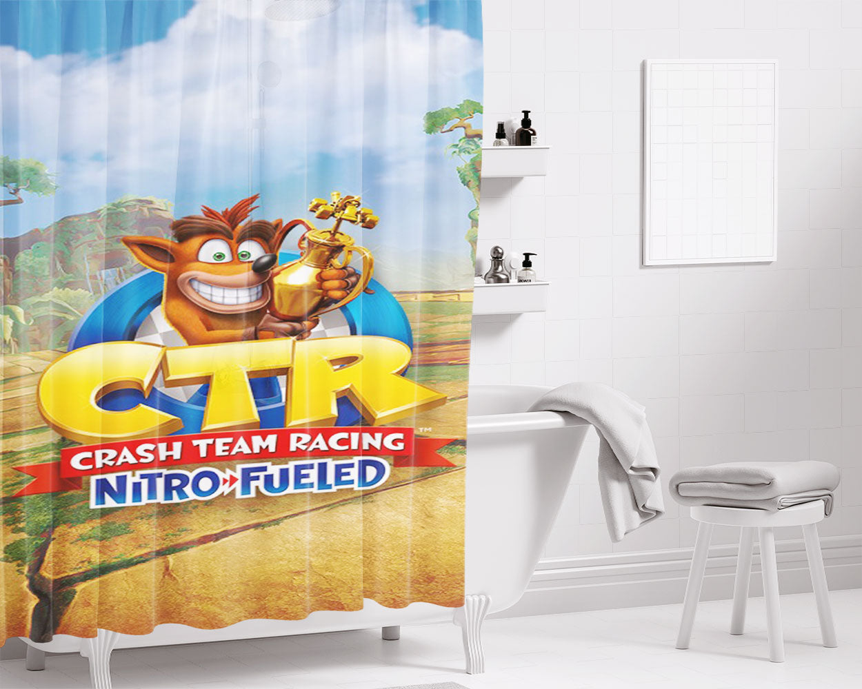 Ctr Nitro Fueled Game Cover Bathroom Shower Curtain Fabric Waterproof | 66 X 72 Inch