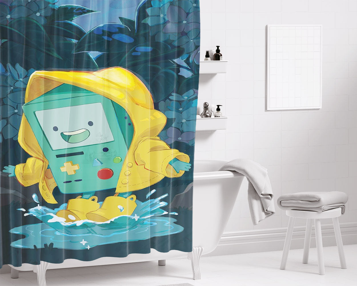 Cute Beemo Bathroom Shower Curtain Fabric Waterproof | 66 X 72 Inch