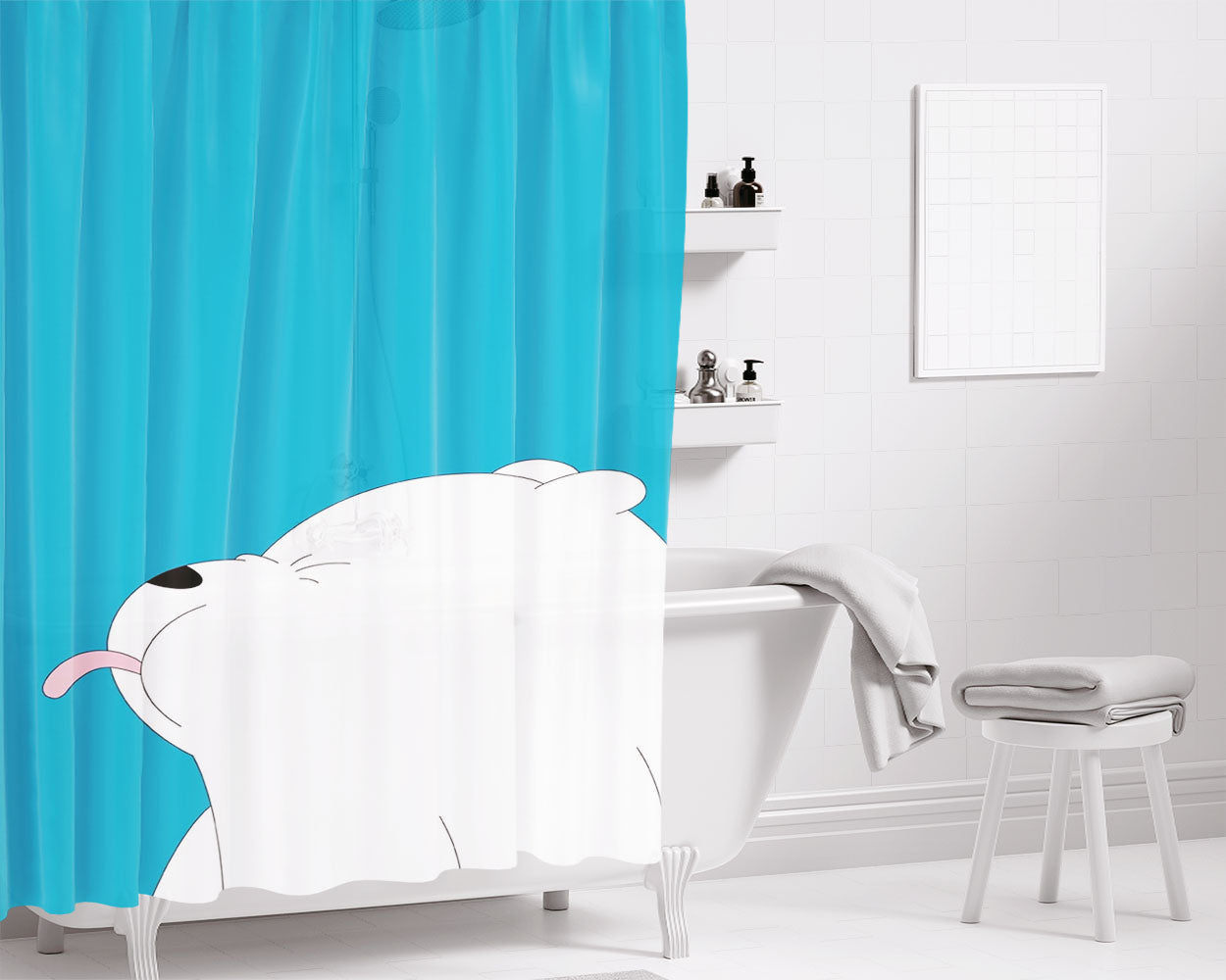 Cute Ice Bear Bathroom Shower Curtain Fabric Waterproof | 66 X 72 Inch
