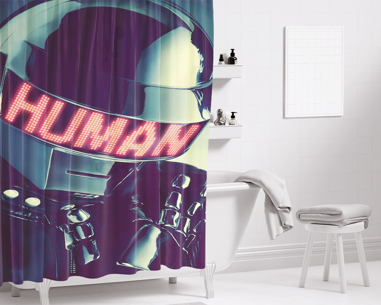 Daftpunk Cool Helmet Bathroom Shower Curtain Fabric Waterproof | 66 X 72 Inch