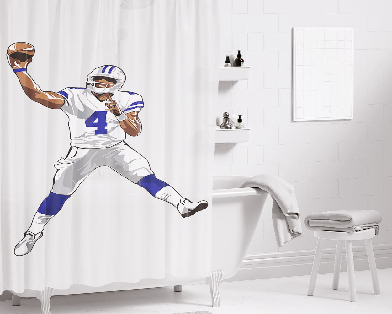Dak Prescott Cowboys Bathroom Shower Curtain Fabric Waterproof | 66 X 72 Inch