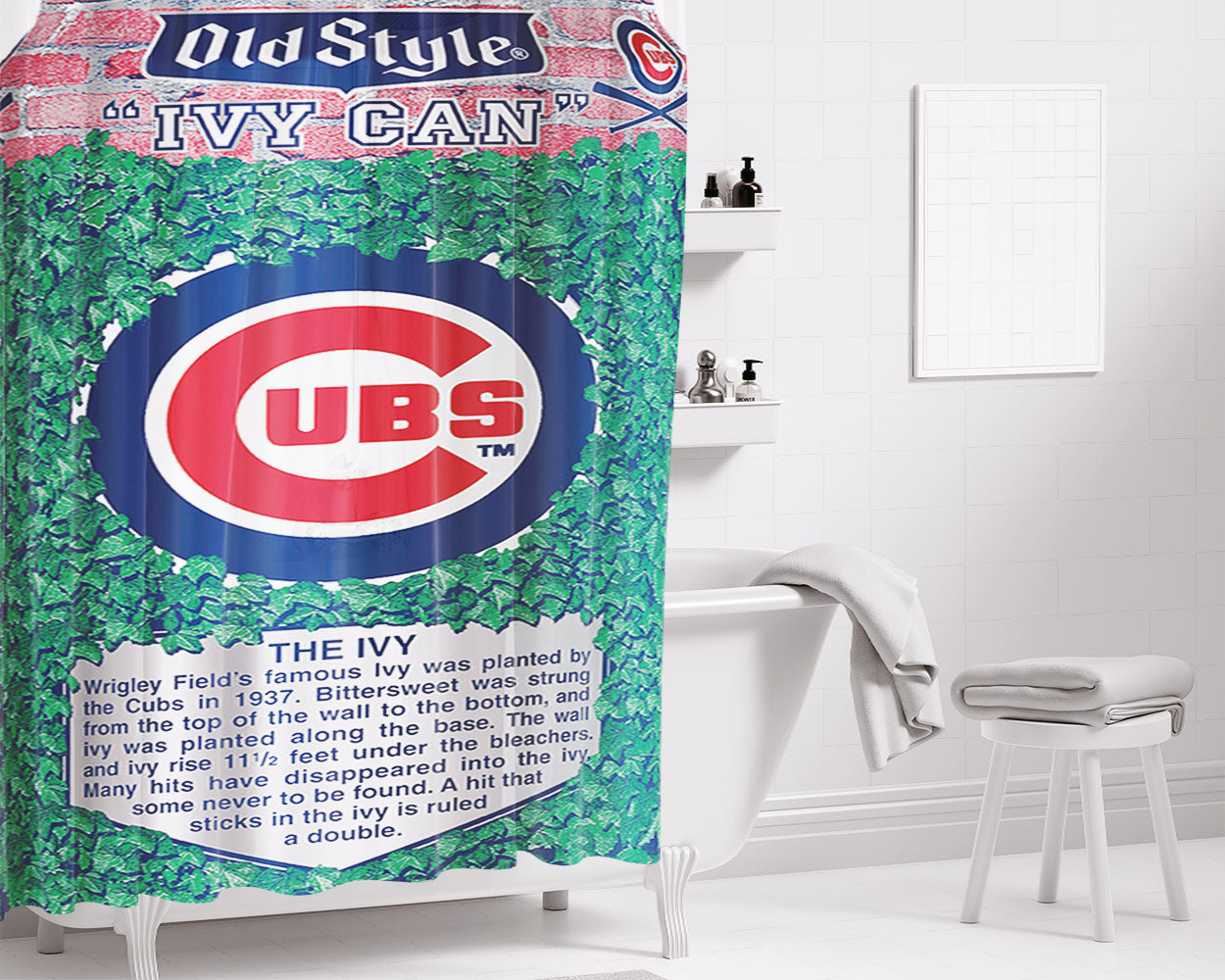 Old School Typo Bathroom Shower Curtain Fabric Waterproof | 66 X 72 Inch