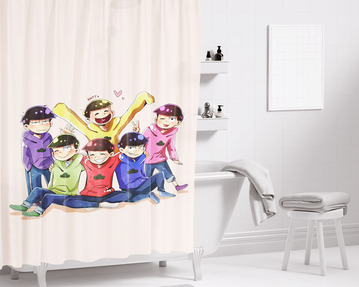 Osomatsu San Bathroom Shower Curtain Fabric Waterproof | 66 X 72 Inch
