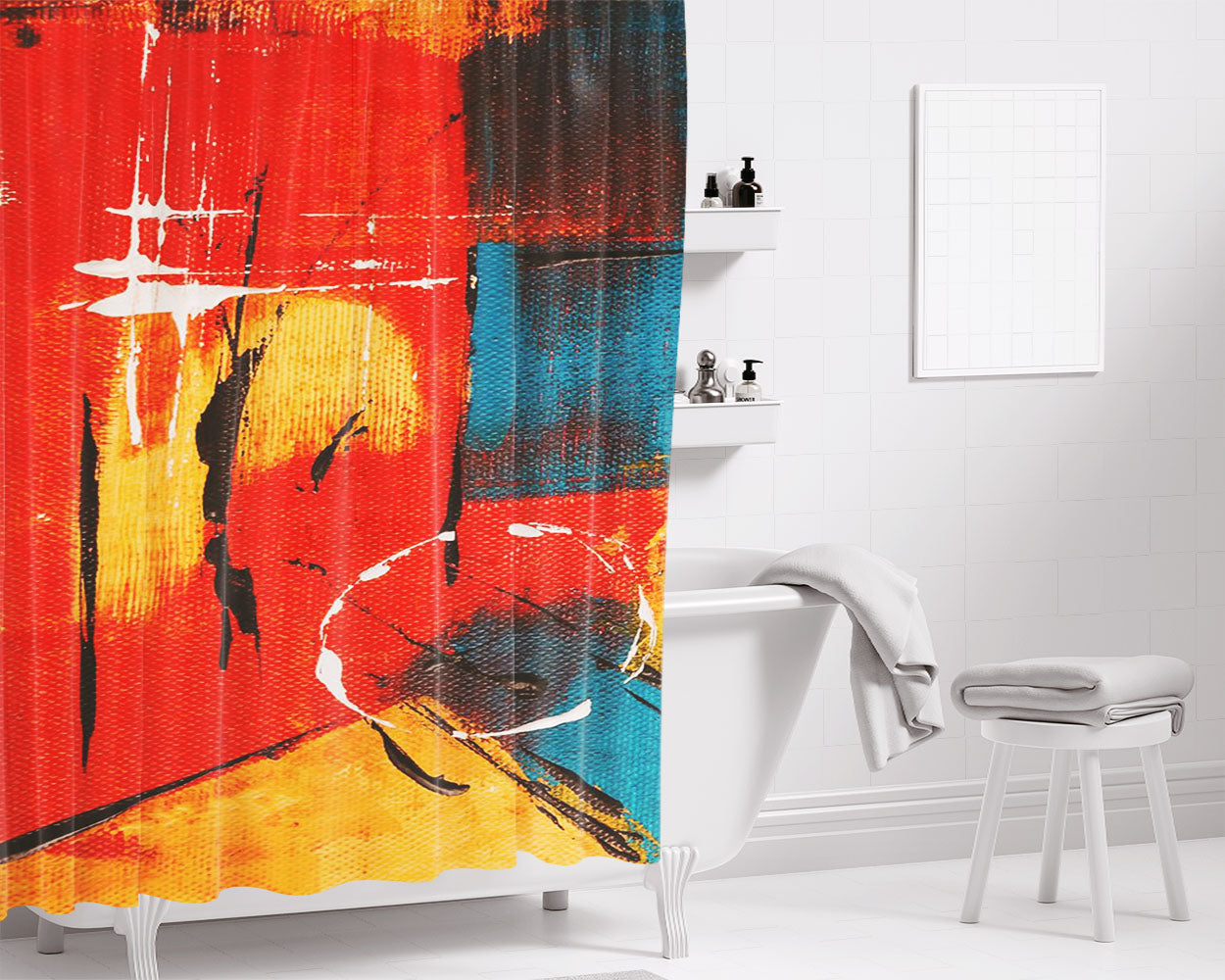 Painter Pop Culture Full Color Bathroom Shower Curtain Fabric Waterproof | 66 X 72 Inch