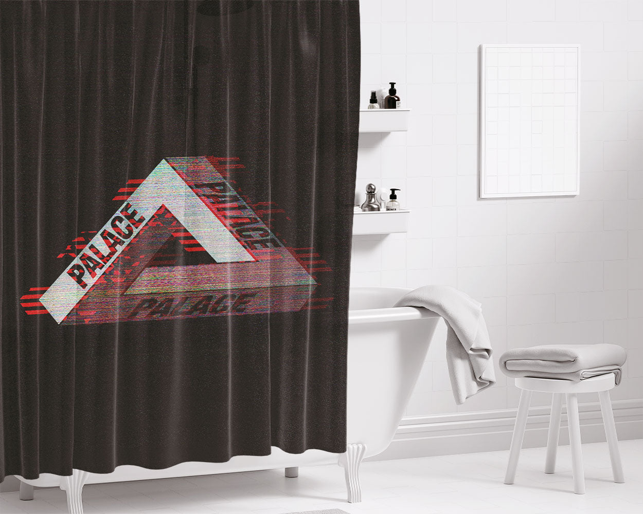Palace Streetwear Logo Bathroom Shower Curtain Fabric Waterproof | 66 X 72 Inch