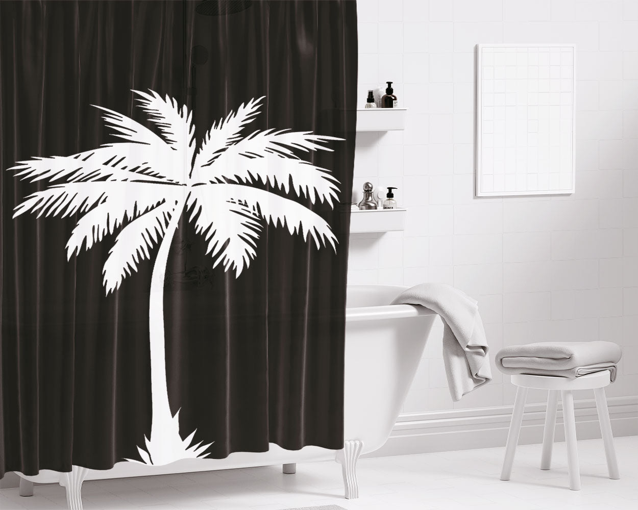 Palm Tree Bathroom Shower Curtain Fabric Waterproof | 66 X 72 Inch