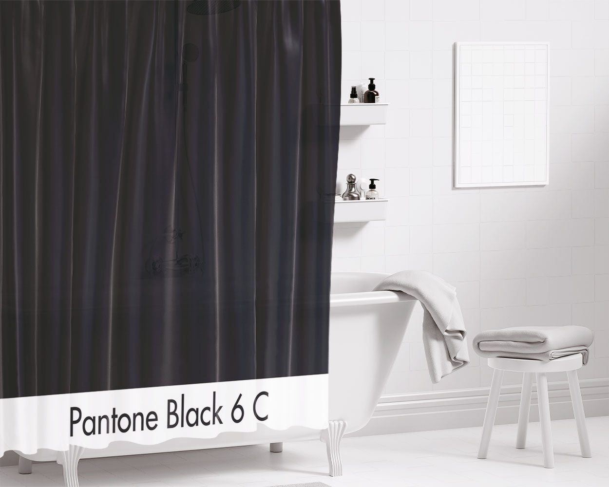 Pantone Black 6 C Bathroom Shower Curtain Fabric Waterproof | 66 X 72 Inch