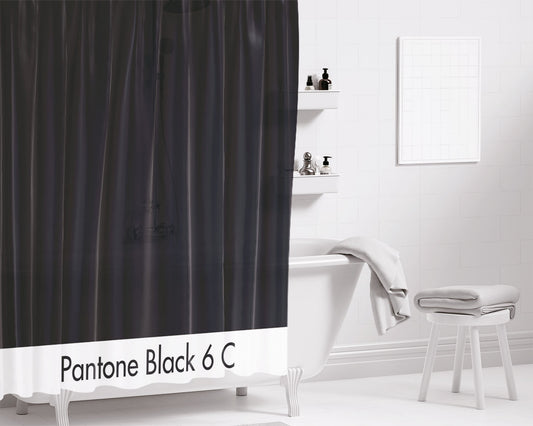 Pantone Black 6 C Bathroom Shower Curtain Fabric Waterproof