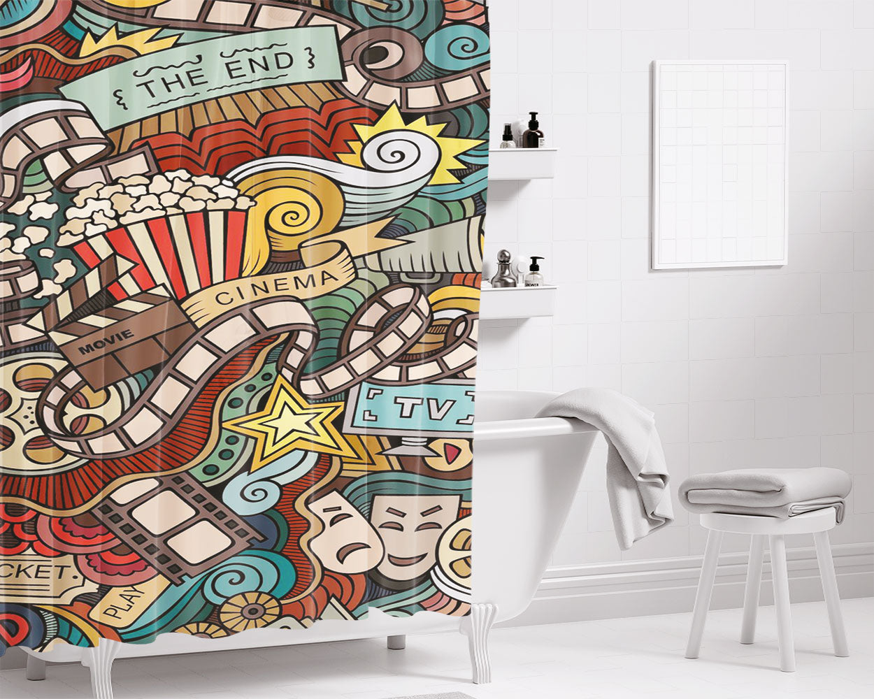 Papel De Parede Cinema Bathroom Shower Curtain Fabric Waterproof | 66 X 72 Inch