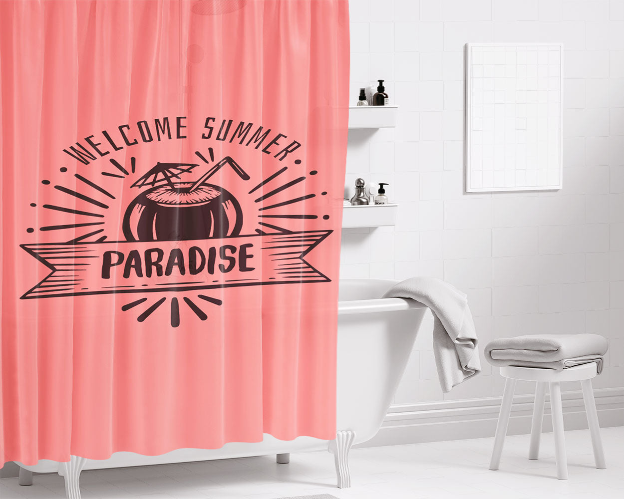 Paradise Bathroom Shower Curtain Fabric Waterproof | 66 X 72 Inch