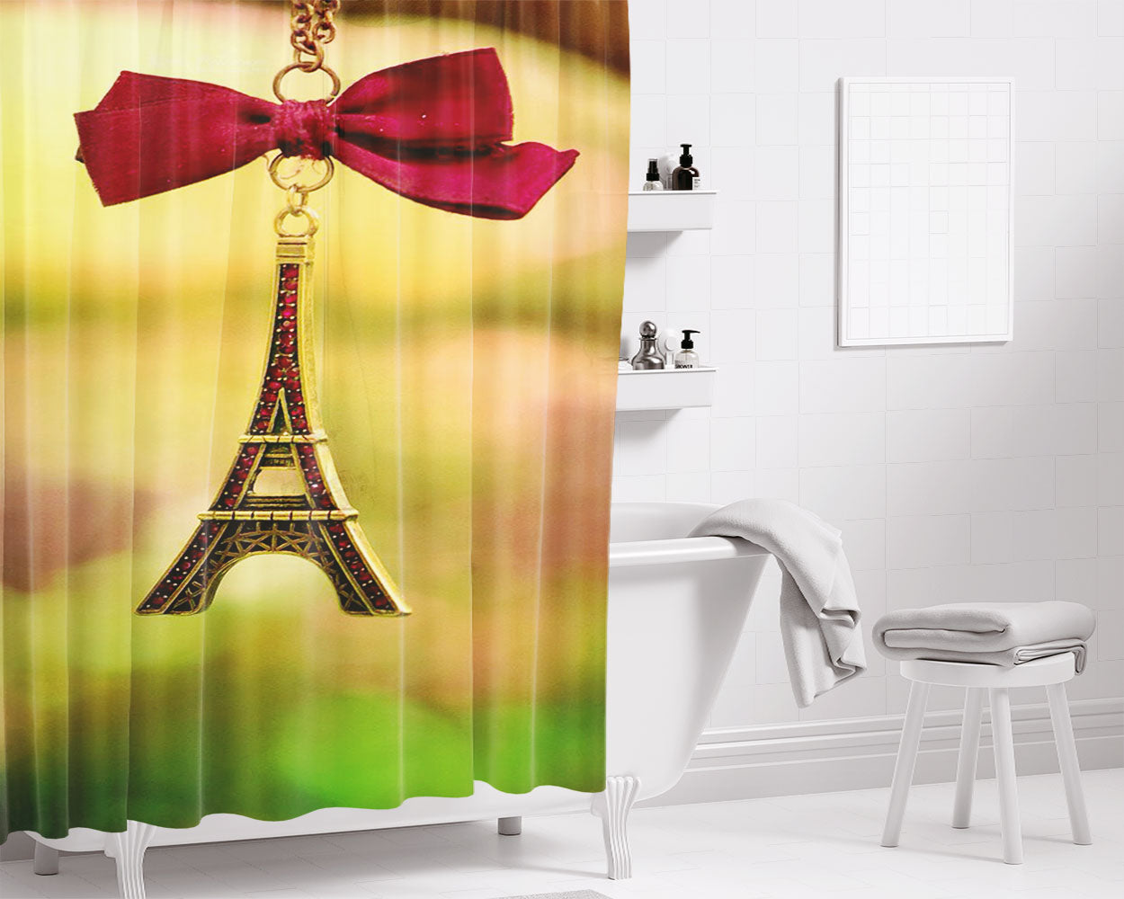 Paris Eiffel Photography Bathroom Shower Curtain Fabric Waterproof | 66 X 72 Inch