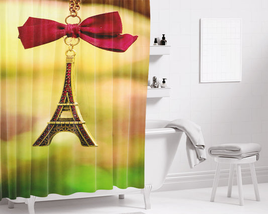 Paris Eiffel Photography Bathroom Shower Curtain Fabric Waterproof