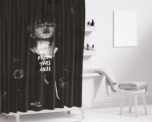 Park Jimin Save Me From This Hell August Bathroom Shower Curtain Fabric Waterproof