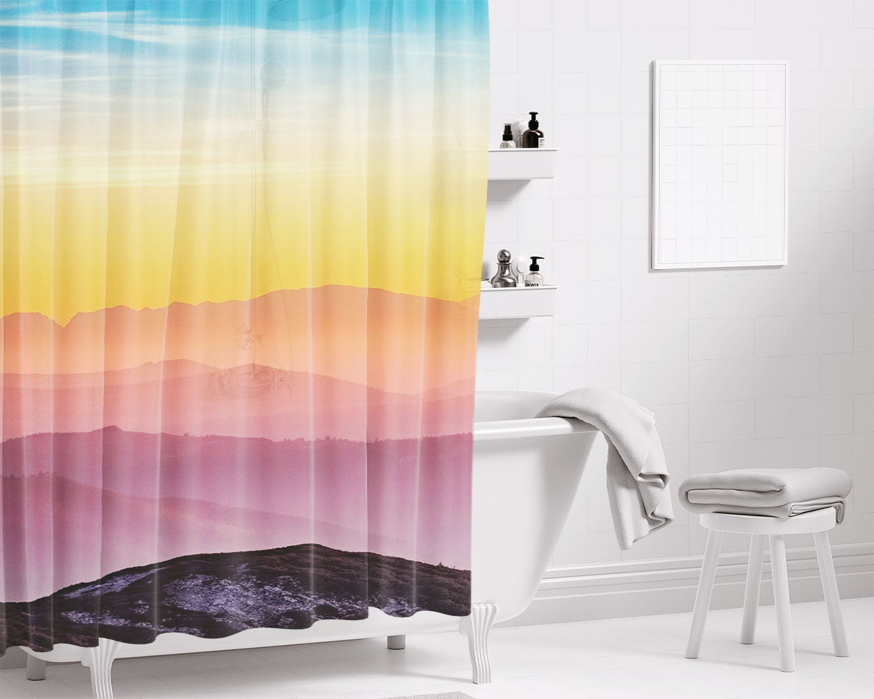Pastel Perfection August Bathroom Shower Curtain Fabric Waterproof | 66 X 72 Inch