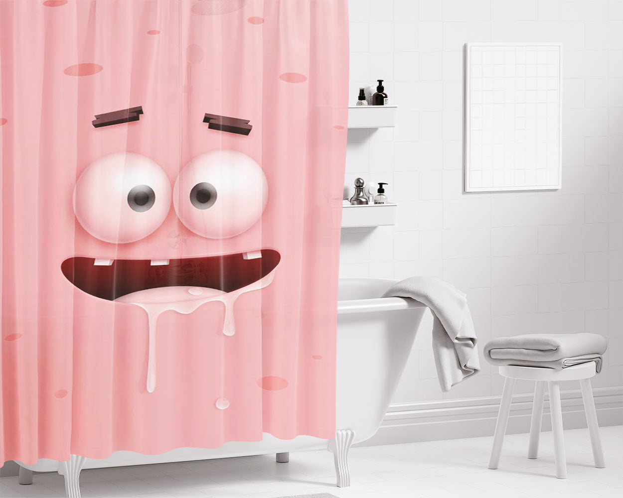 Patrick Face Bathroom Shower Curtain Fabric Waterproof | 66 X 72 Inch