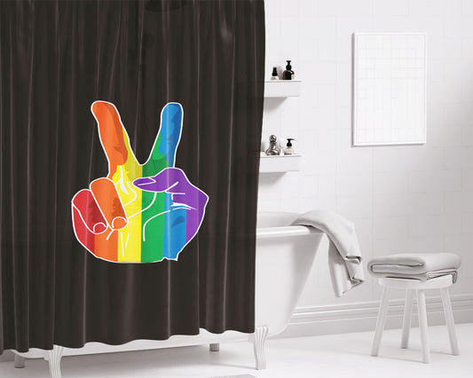 Peace Hand Color Bathroom Shower Curtain Fabric Waterproof