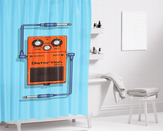 Pedal Effect For Guitar Distortion Bathroom Shower Curtain Fabric Waterproof