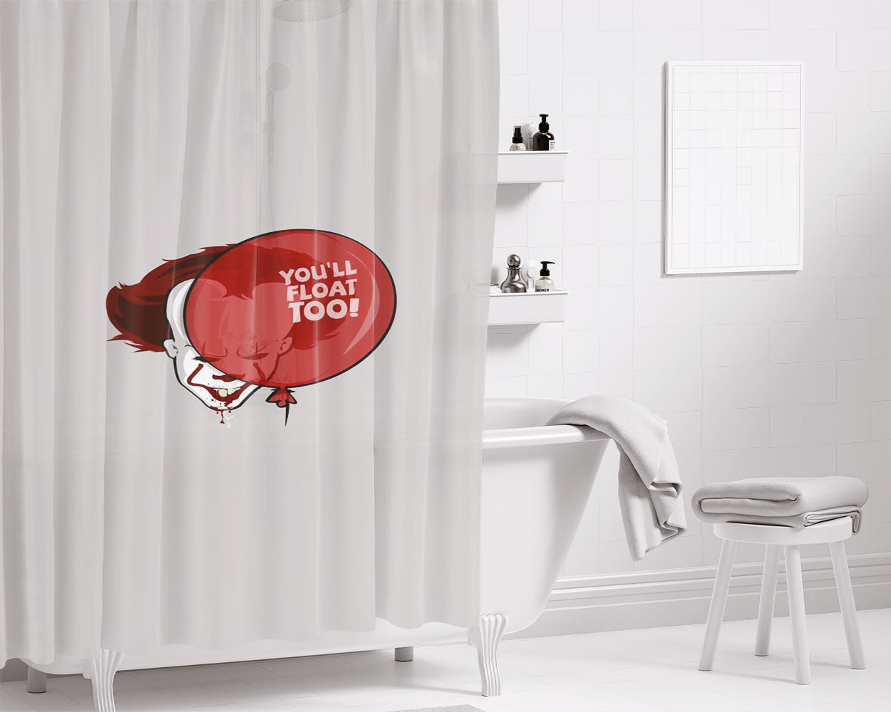 Penny Wise Red Ballon Bathroom Shower Curtain Fabric Waterproof | 66 X 72 Inch
