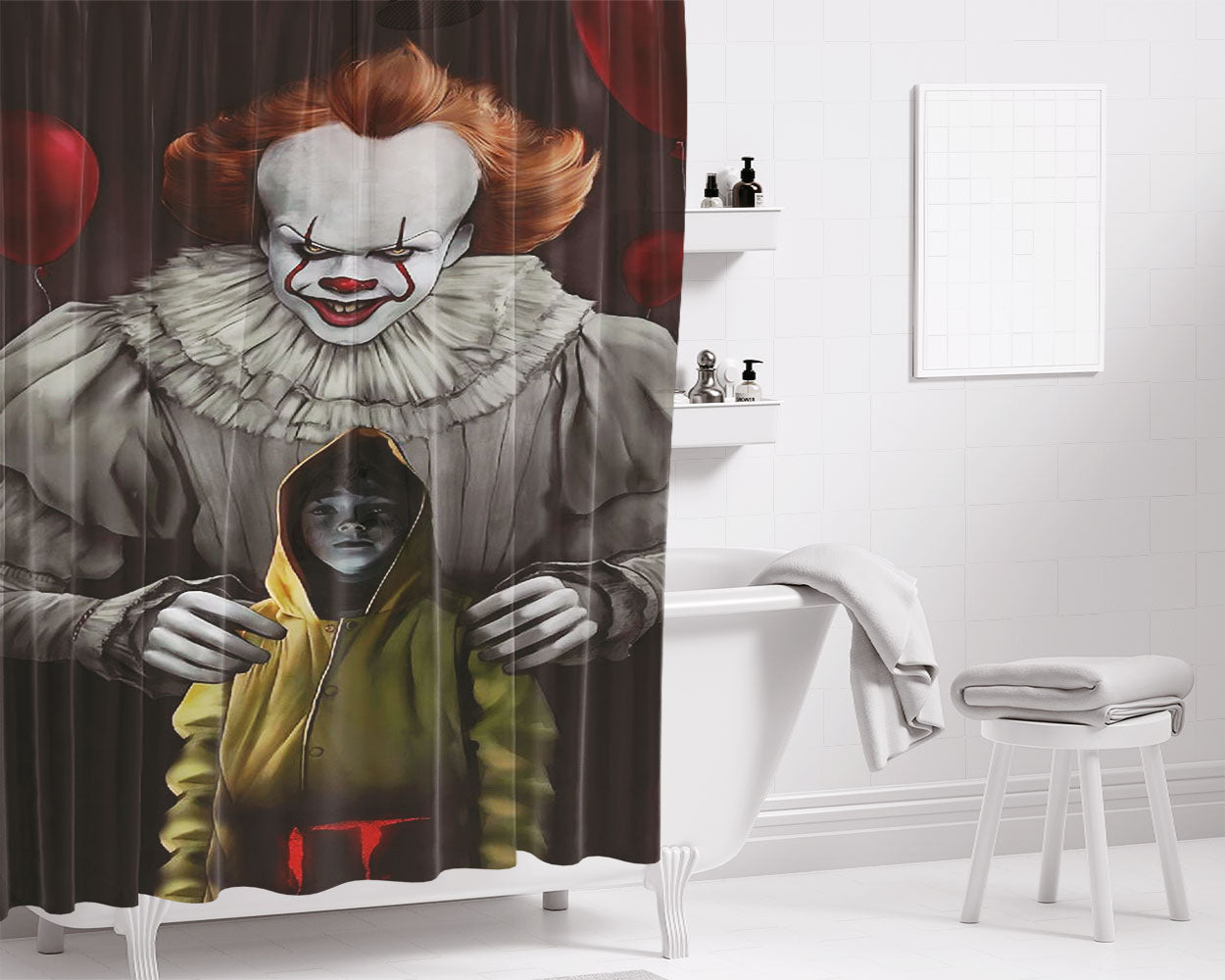 Penny Wise The Terror It Bathroom Shower Curtain Fabric Waterproof | 66 X 72 Inch