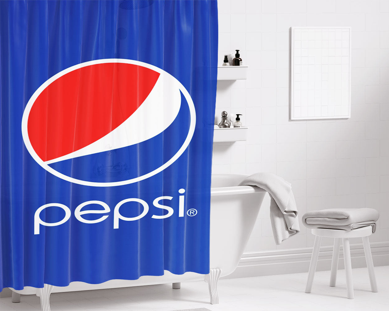 Pepsi Emblem Bathroom Shower Curtain Fabric Waterproof | 66 X 72 Inch