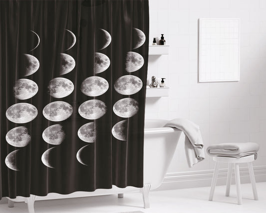 Phases Of The Moon Art Bathroom Shower Curtain Fabric Waterproof