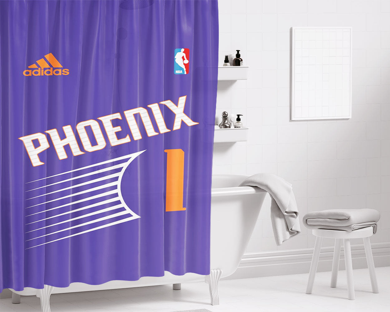 Phoenix 1 Jersey Nba Bathroom Shower Curtain Fabric Waterproof | 66 X 72 Inch