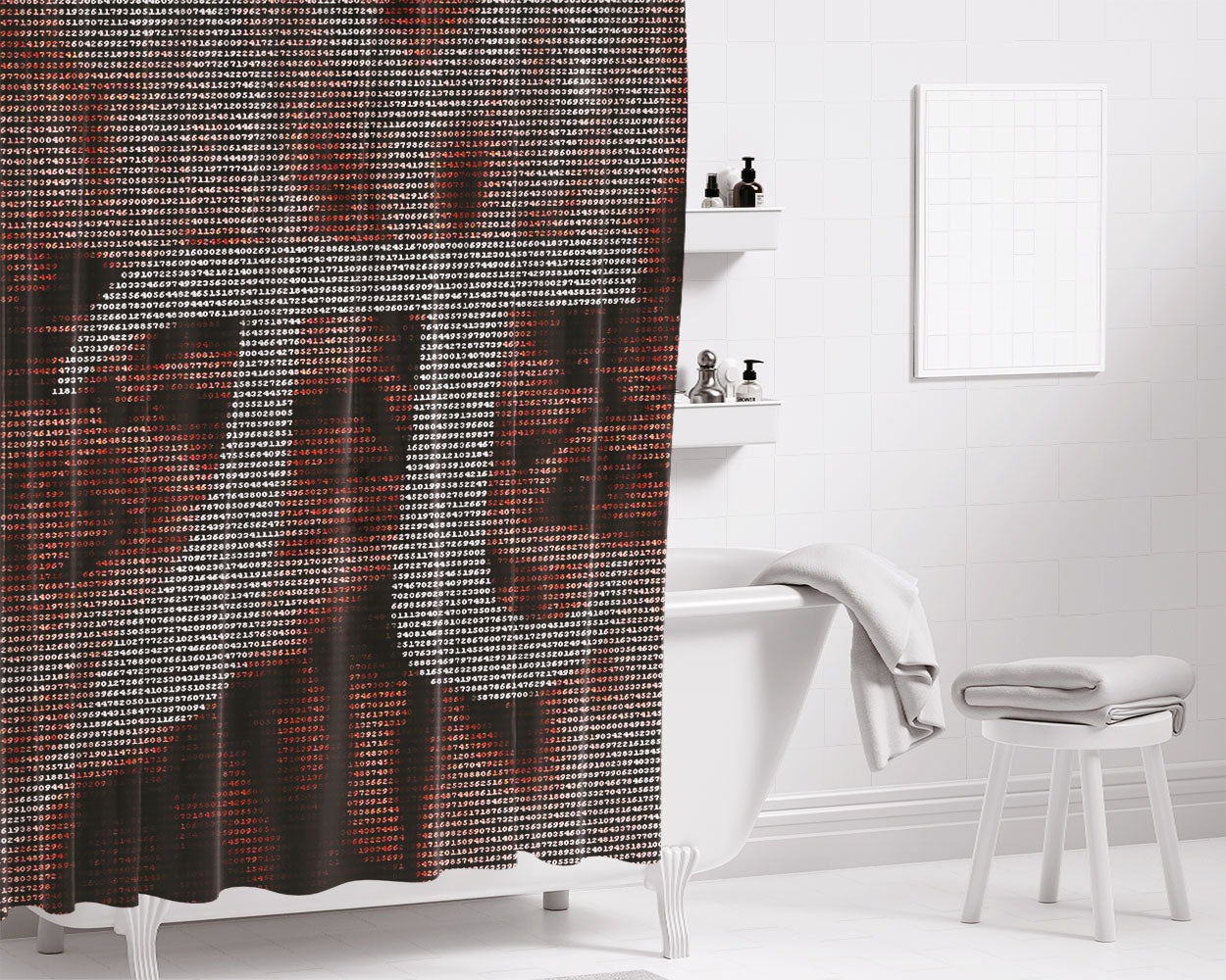 Pi Symbol Typhography Brown Wallpaper Bathroom Shower Curtain Fabric Waterproof | 66 X 72 Inch