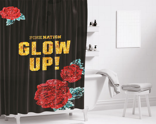 Pink Nation Bathroom Shower Curtain Fabric Waterproof