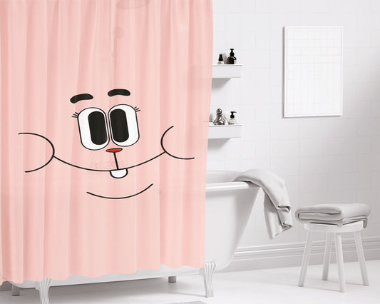 Pink Rabit Face 2 Bathroom Shower Curtain Fabric Waterproof