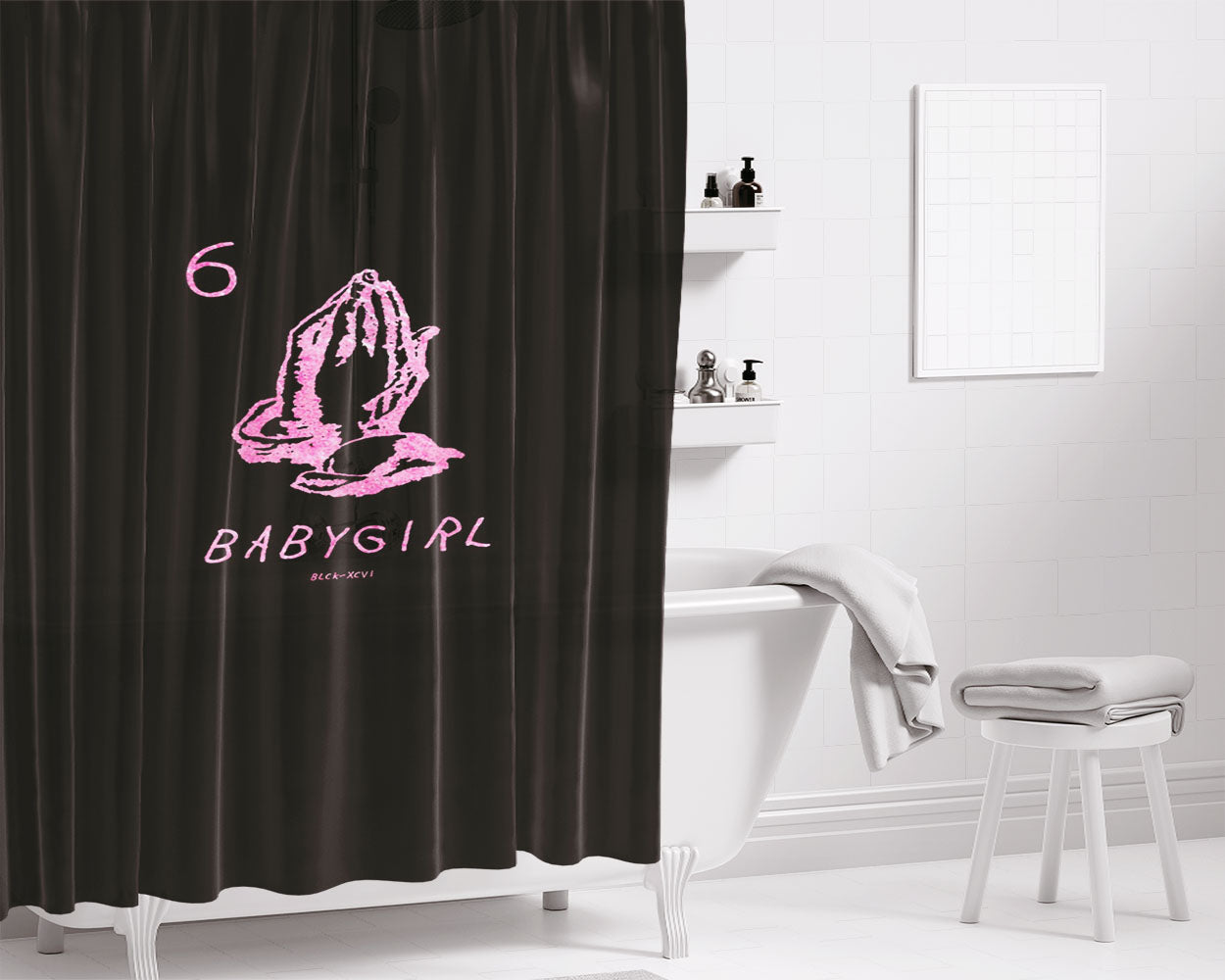 Pinky Babby Girl Bathroom Shower Curtain Fabric Waterproof | 66 X 72 Inch