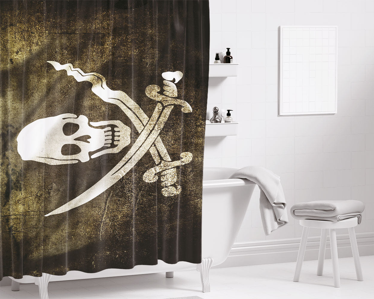 Pirate Flag Bathroom Shower Curtain Fabric Waterproof | 66 X 72 Inch