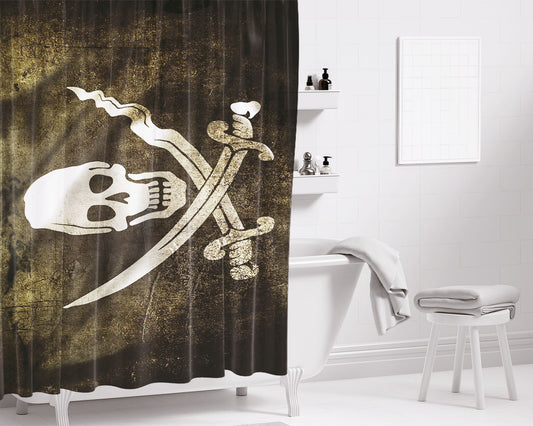 Pirate Flag Bathroom Shower Curtain Fabric Waterproof