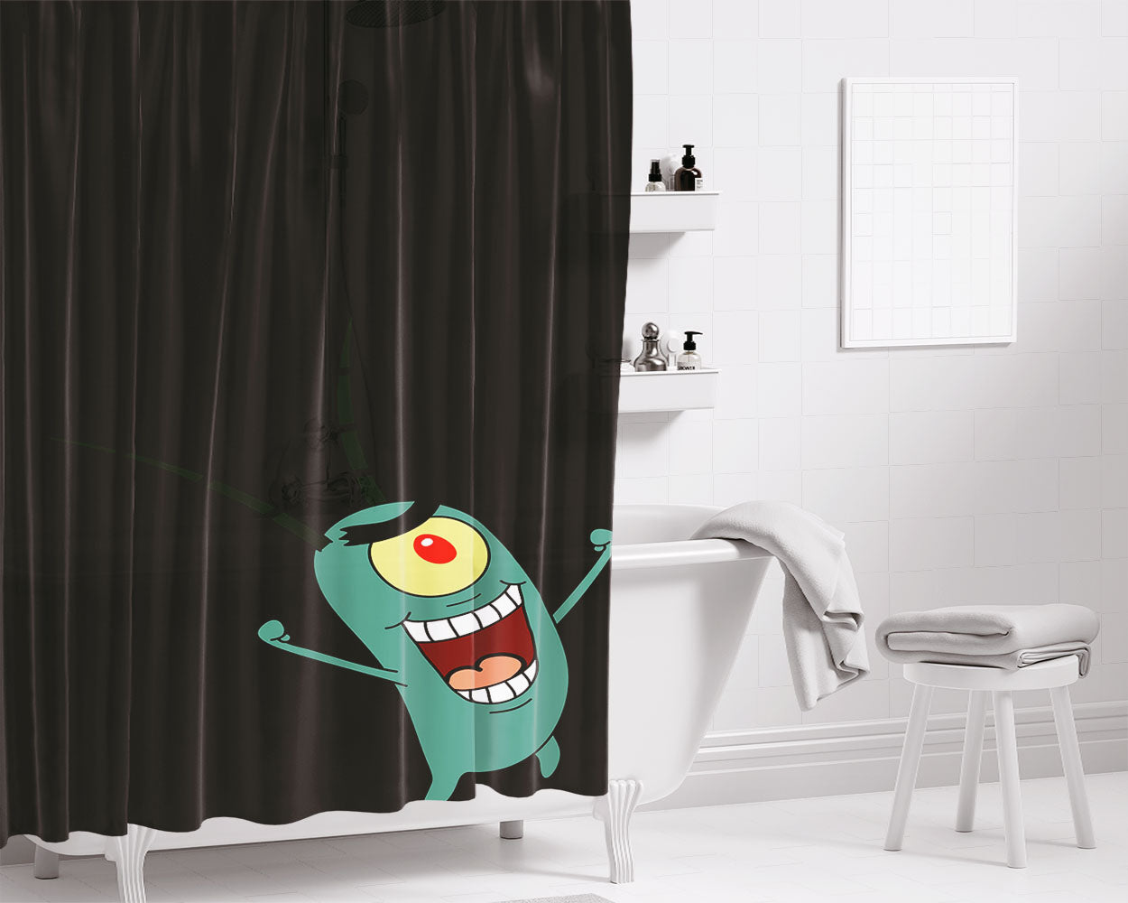 Plankton Bathroom Shower Curtain Fabric Waterproof | 66 X 72 Inch