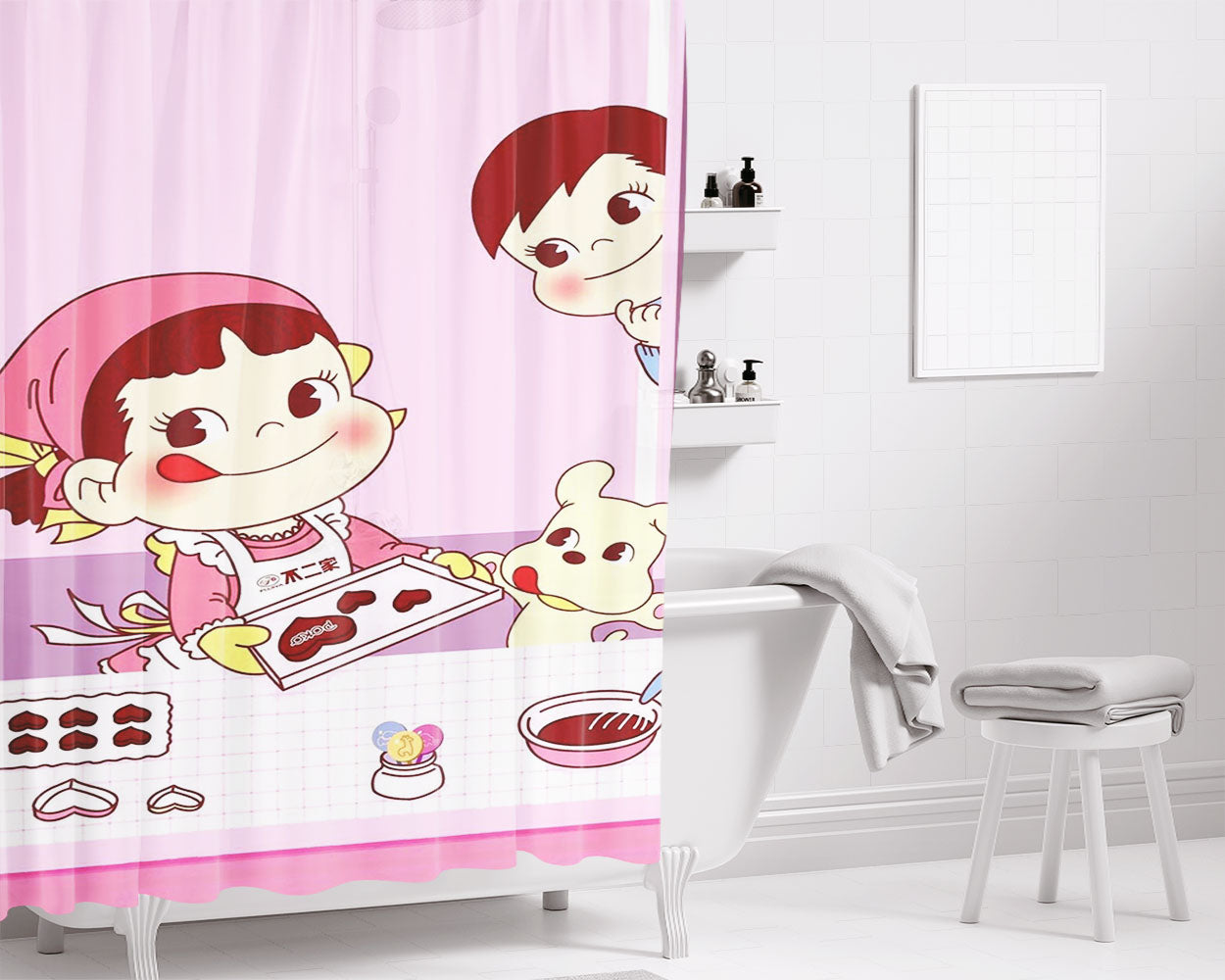 Poko Bake Biscuits Bathroom Shower Curtain Fabric Waterproof | 66 X 72 Inch