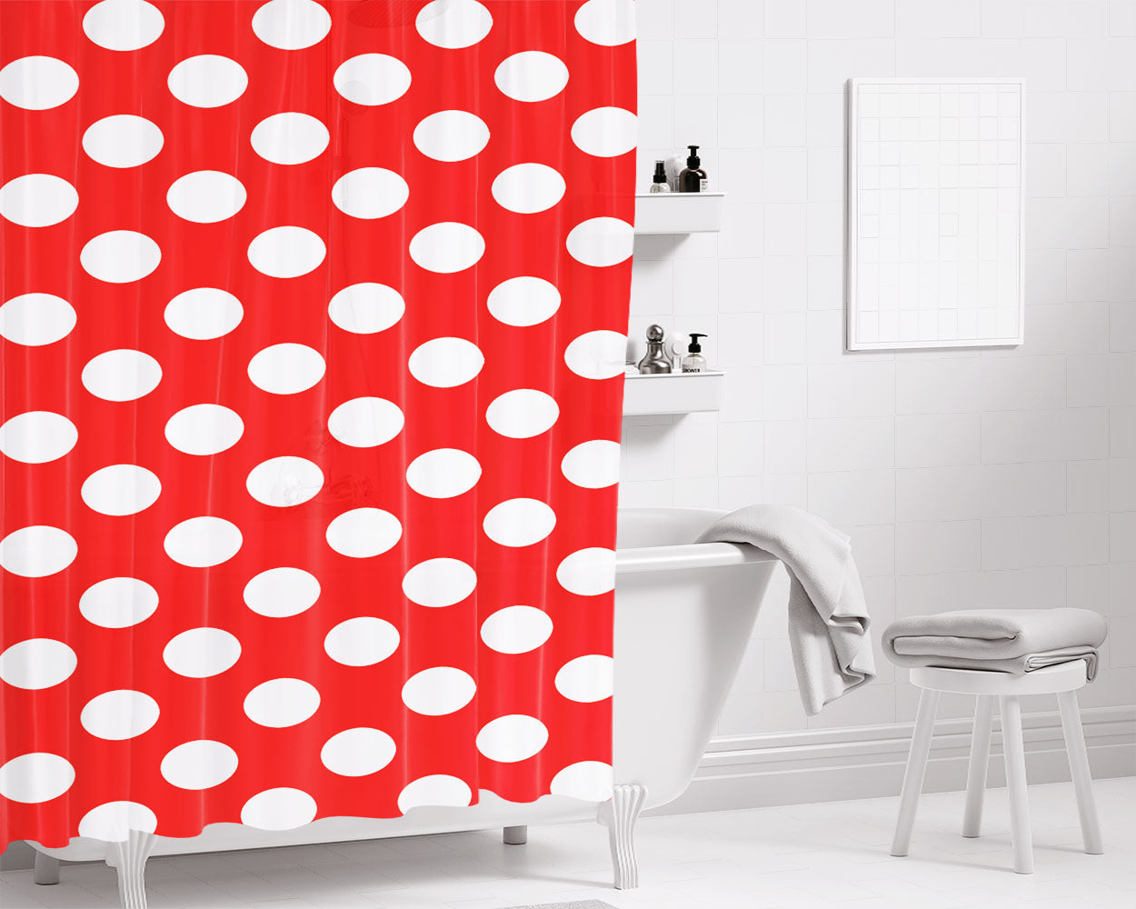 Polka Dot Bathroom Shower Curtain Fabric Waterproof | 66 X 72 Inch