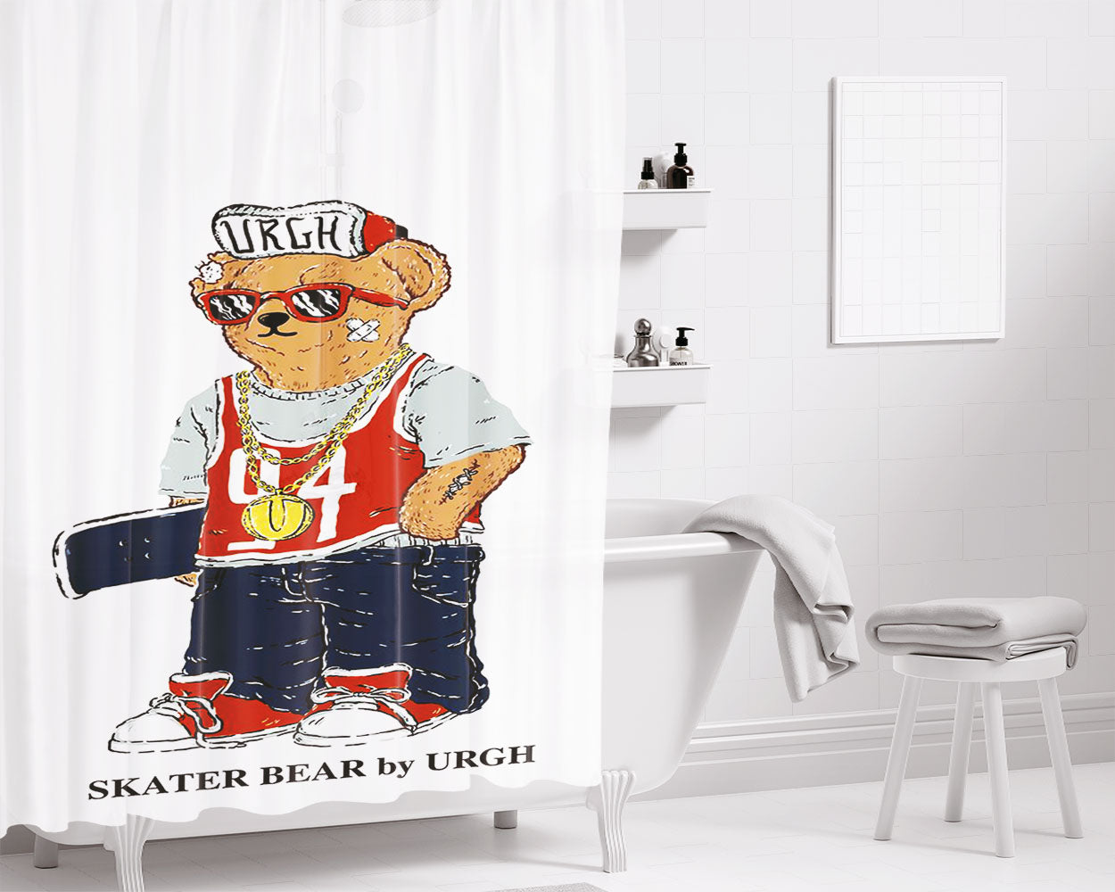 Polo Sskater Bear Urgh 04 Bathroom Shower Curtain Fabric Waterproof | 66 X 72 Inch