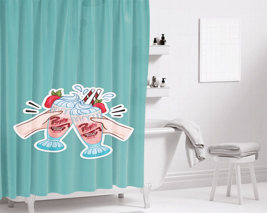 Pops Chock Lit Shoppe Milkshake Bathroom Shower Curtain Fabric Waterproof