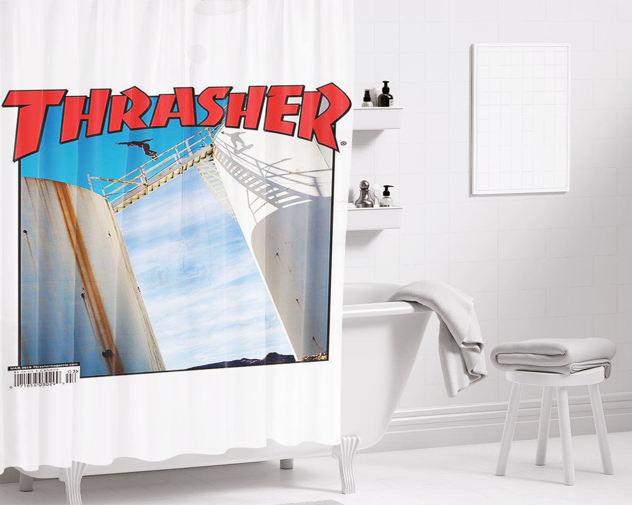 Poser Thraser Style Bathroom Shower Curtain Fabric Waterproof | 66 X 72 Inch