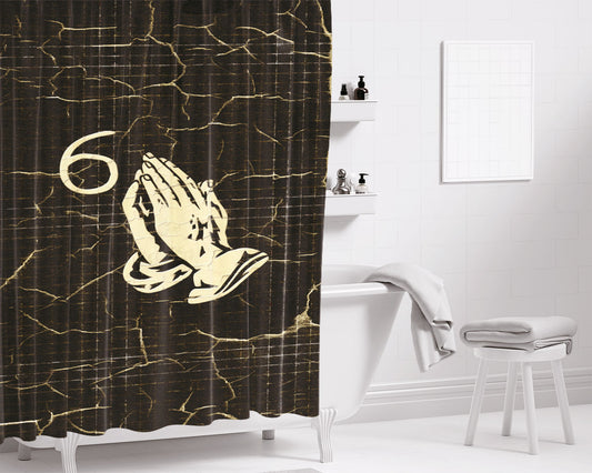 Praying 6 God Bathroom Shower Curtain Fabric Waterproof