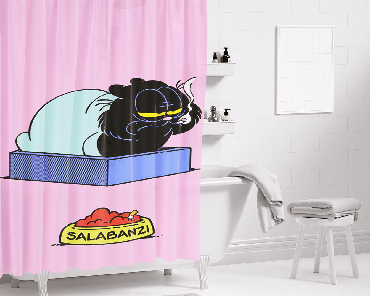 Primitive Skateboard Mondaze Bathroom Shower Curtain Fabric Waterproof | 66 X 72 Inch
