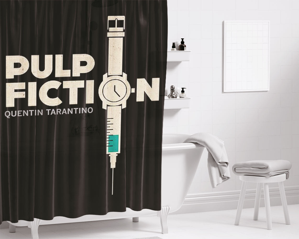 Pulp Fiction Movie Cover Bathroom Shower Curtain Fabric Waterproof | 66 X 72 Inch