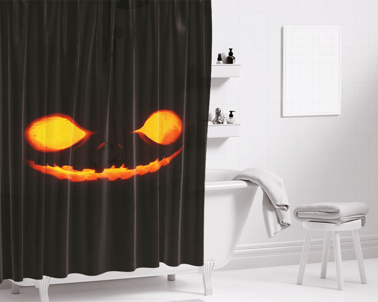 Pumpkins Glow Bathroom Shower Curtain Fabric Waterproof | 66 X 72 Inch