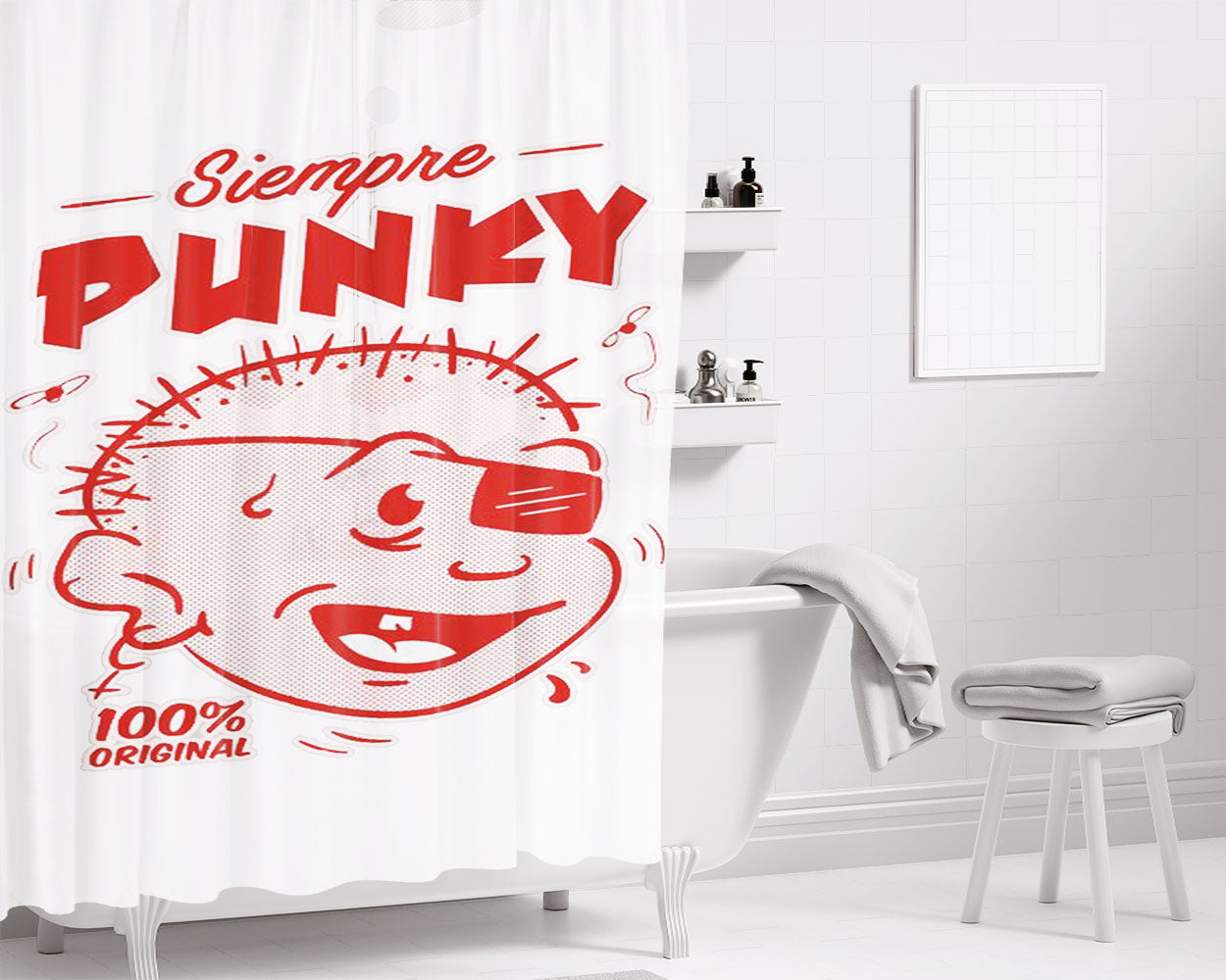 Punk Babby Punk Bathroom Shower Curtain Fabric Waterproof | 66 X 72 Inch