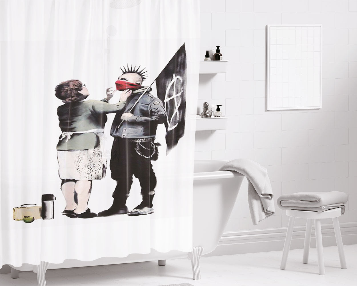 Punk I Love You Mom Bathroom Shower Curtain Fabric Waterproof | 66 X 72 Inch