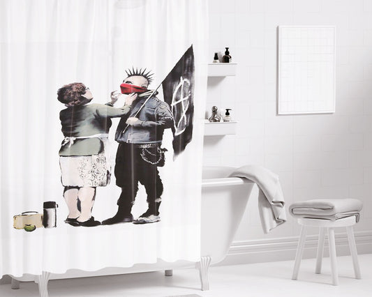Punk I Love You Mom Bathroom Shower Curtain Fabric Waterproof
