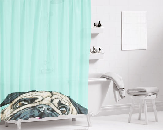 Puppy Art Bathroom Shower Curtain Fabric Waterproof